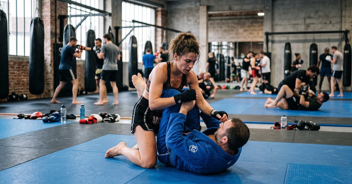 Pratiquant de sport de combat en entraînement intensif, boxe ou MMA comme développement personnel
